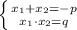 \left \{ {{x_{1}+ x_{2} =-p} \atop {x_{1}\cdot x_{2}=q}} \right.