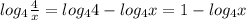 log_4 \frac{4}{x}=log_4 4-log_4 x=1-log_4 x