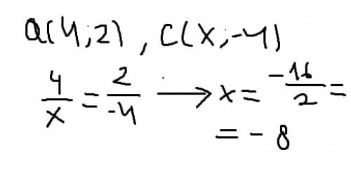 При каком значении х векторы а(4; 2)и с (х; − 4) коллинеарны?