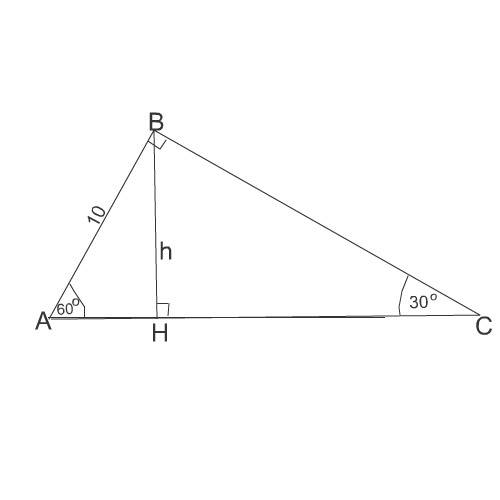 Впрямоугольном треугольнике с острым углом 60 градусов и прилежащим к нему катетам, равным 10 см. на