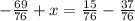 -\frac{69}{76}+x=\frac{15}{76}- \frac{37}{76}