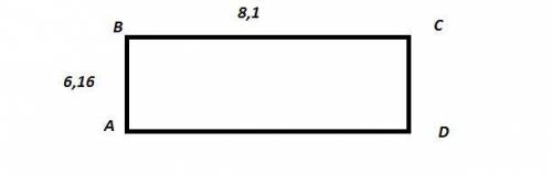 Найдите площадь прямоугольника, длина которого равна 8,1; а ширина 6,16