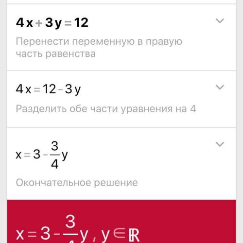 Постройте график уравнения: 4х+3у=12 !