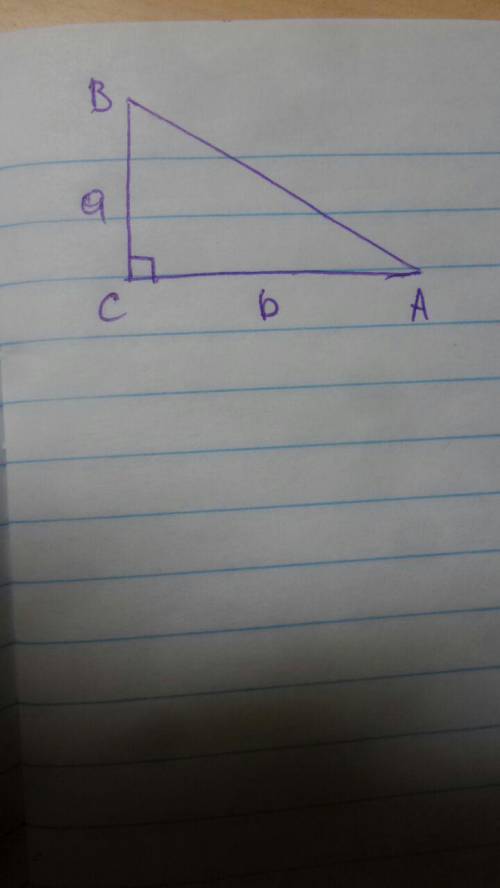 Постройте прямоугольный треугольник авс по двум данным катетам вс=а, ас=бжелательно с рисунком и объ
