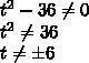 При каких значениях переменной, дробь t^2+4t-1/t^2-36 имеет смысл