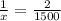 \frac{1}{x} = \frac{2}{1500}