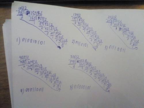 перевести из десятичной в двоичную систему счисления + сделать проверку; 318. 174, 202, 408, 706