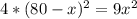 4*(80-x)^2=9x^2