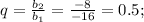 q=\frac{b_2}{b_1}=\frac{-8}{-16}=0.5;