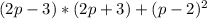 (2p - 3) * (2p + 3) + (p - 2)^{2}