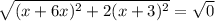 \sqrt{(x+6x)^2+2(x+3)^2} = \sqrt{0}