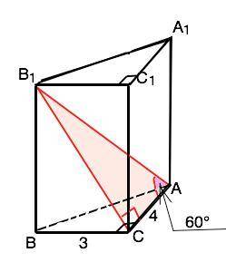 Восновании прямой призмы авса1в1с1 лежит прямоугольный треугольник авс, угол с=90 гр, ас=4, вс=3, че