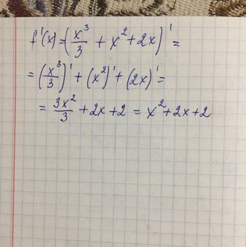 Найти производную f(x)=x^3/3+x^2+2x