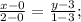 \frac{x-0}{2-0}=\frac{y-3}{1-3};