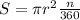 S= \pi r^{2} \frac{n}{360}