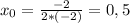 x_0=\frac{-2}{2*(-2)}=0,5