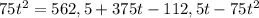 75t^{2}=562,5 + 375t - 112,5t - 75t^{2}