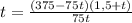 t = \frac{(375-75t)(1,5 + t)}{75t}