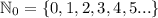 \mathbb N _0 =\{0,1,2,3,4,5...\}