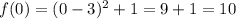 f(0) = (0 - 3)^2 + 1 = 9 + 1 = 10