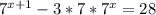 7^{x+1}-3*7*7^{x}=28