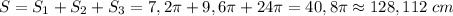 S=S_1+S_2+S_3=7,2\pi+9,6\pi+24\pi=40,8\pi\approx128,112\;cm