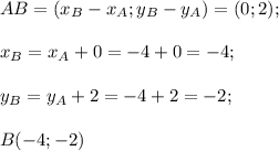 AB=(x_B-x_A;y_B-y_A)=(0;2);\\\\x_B=x_A+0=-4+0=-4;\\\\y_B=y_A+2=-4+2=-2;\\\\B(-4;-2)