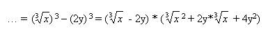 Разложить по формуле разности кубов x-8y^3