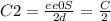 C2= \frac{ee0S}{2d} = \frac{C}{2}