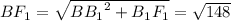 BF_{1}=\sqrt{{BB_{1}}^2+B_{1}F_{1}}=\sqrt{148}