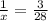 \frac{1}{x}=\frac{3}{28}