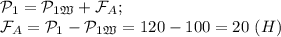 \mathcal P_1=\mathcal P_1_\mathfrak W+\mathcal F_A;\\&#10;\mathcal F_A=\mathcal P_1-\mathcal P_1_\mathfrak W=120-100=20\ (H)