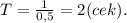 T=\frac{1}{0,5}=2(cek).