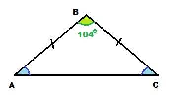 А1. один из углов равнобедренного треугольника равен 104 градусам. найдите два других угла треугольн