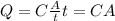 Q=C\frac{A}{t}t=CA