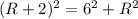 (R+2)^{2}=6^{2}+R^{2}