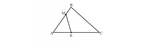 Точка m лежит на стороне ab,точка k-на стороне ac треугольника abc.найдите расстояние mk,если ab=8см
