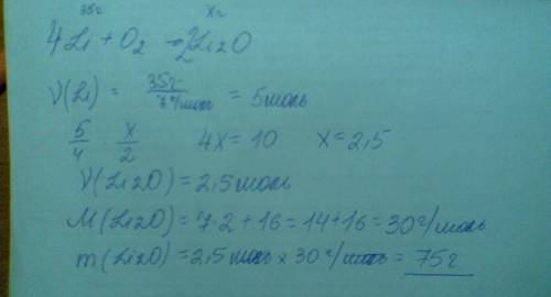 Какова масса оксида лития, образовавшегося при взаимодействии 35 г лития с кислородом?