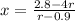 x = \frac{2.8-4r}{r-0.9}