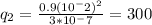 q_{2}=\frac{0.9(10^-2)^2}{3*10^-7}=300Кл