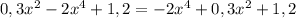 0,3x^2 - 2x^4 + 1,2=-2x^4+0,3 x^{2} +1,2