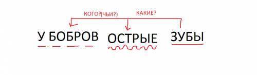 Графическая схема предложения. у бобров острые зубы.