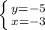 \left \{ {{y=-5} \atop {x=-3}} \right.