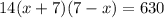 14(x+7)(7-x)=630