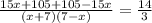 \frac{15x+105+105-15x}{(x+7)(7-x)}=\frac{14}{3}