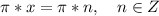 \pi*x=\pi*n,\quad n\in Z