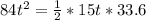 84t^2=\frac{1}{2}*15t*33.6