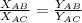 \frac{X_{AB}}{X_{AC}}=\frac{Y_{AB}}{Y_{AC}}