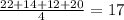 \frac{22+14+12+20}{4}=17