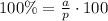 100\% = \frac{a}{p}\cdot 100